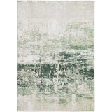 Washable Lux LUX11 Modern Abstract Distressed Soft-Touch Silky Smooth Faux Rabbit Fur Polyester Flatweave Ivory/Olive Rug