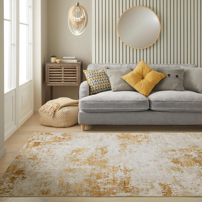 Washable Lux LUX12 Modern Abstract Distressed Soft-Touch Silky Smooth Faux Rabbit Fur Polyester Flatweave Light Gold Rug-Concept Looms-Rug Love - The Most Loved Rug Store