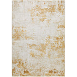 Washable Lux LUX12 Modern Abstract Distressed Soft-Touch Silky Smooth Faux Rabbit Fur Polyester Flatweave Light Gold Rug