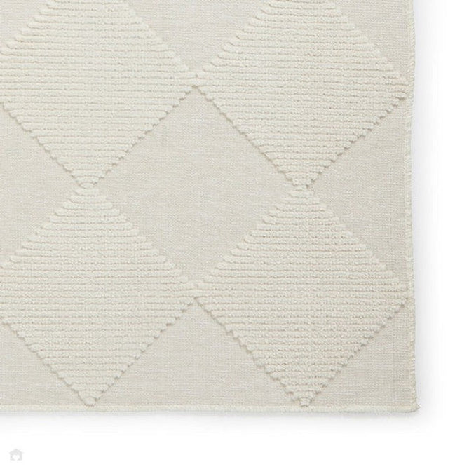 Washable Lyna J0529 Modern Harlequin Checkerboard Diamond Soft-Touch Carved Hi-Lo Ribbed Multi-Textured Polyblend Cream/Ivory Rug-Think Rugs-Rug Love - The Most Loved Rug Store