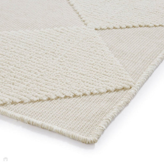 Washable Lyna J0529 Modern Harlequin Checkerboard Diamond Soft-Touch Carved Hi-Lo Ribbed Multi-Textured Polyblend Cream/Ivory Rug-Think Rugs-Rug Love - The Most Loved Rug Store