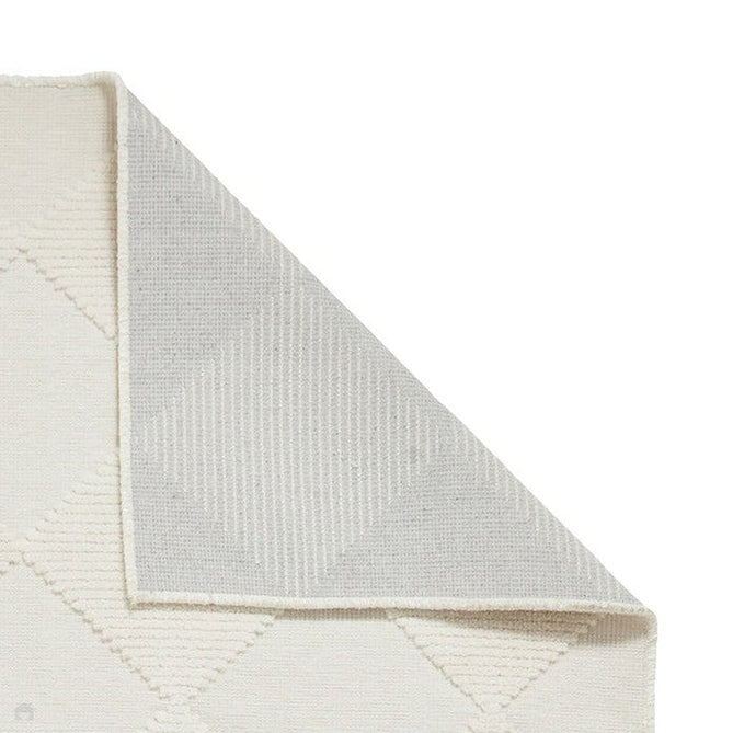 Washable Lyna J0529 Modern Harlequin Checkerboard Diamond Soft-Touch Carved Hi-Lo Ribbed Multi-Textured Polyblend Cream/Ivory Rug-Think Rugs-Rug Love - The Most Loved Rug Store