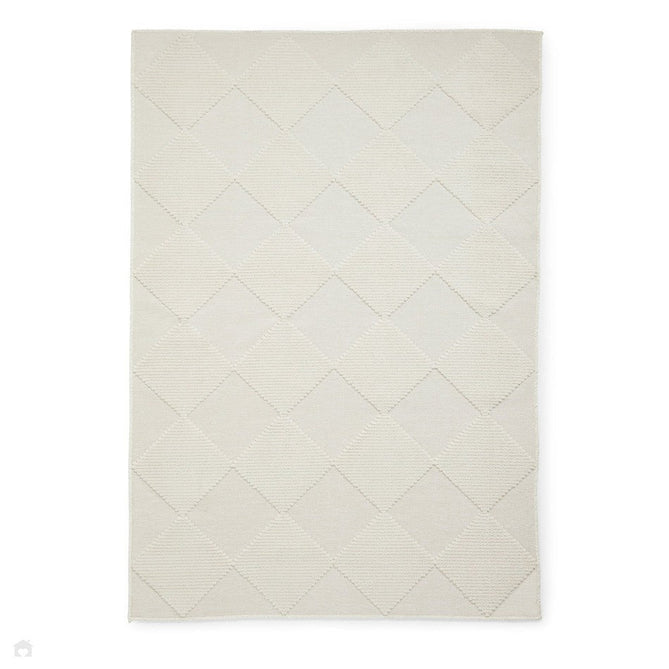 Washable Lyna J0529 Modern Harlequin Checkerboard Diamond Soft-Touch Carved Hi-Lo Ribbed Multi-Textured Polyblend Cream/Ivory Rug-Think Rugs-Rug Love - The Most Loved Rug Store