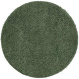 Washable Shaggy Forest Green Round Rug
