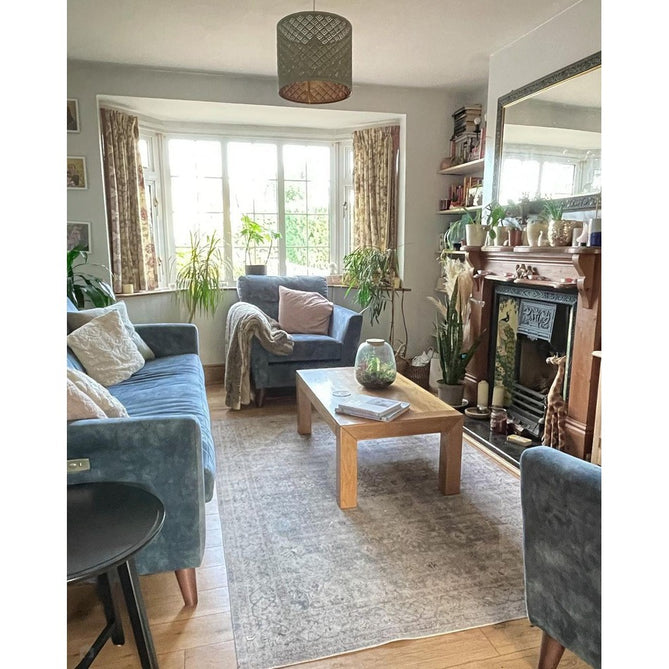 Washable Tabriz H1156 Traditional Vintage Distressed Medallion Border Textured Lightweight Printed Polyester Flatweave Grey Rug-Think Rugs-Rug Love - The Most Loved Rug Store