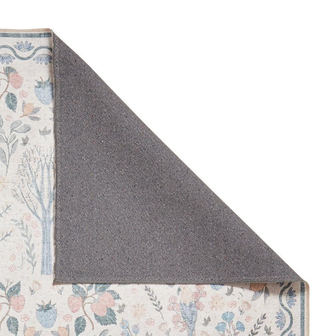 Washable Versailles H1373 Traditional Floral Distressed Border Soft Digitally Printed Lightweight Textured Polyester Flatweave Warm Beige/Navy/Sky/Gold/Blush Peach/Ivory Taupe Grey Rug-Think Rugs-Rug Love - The Most Loved Rug Store