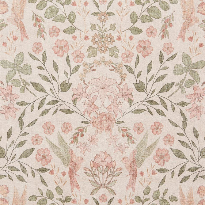 Washable Versailles H1423 Traditional Floral Border Distressed Soft Digitally Printed Lightweight Textured Polyester Flatweave Light Beige/Sage Green/Warm Rose Rug-Think Rugs-Rug Love - The Most Loved Rug Store