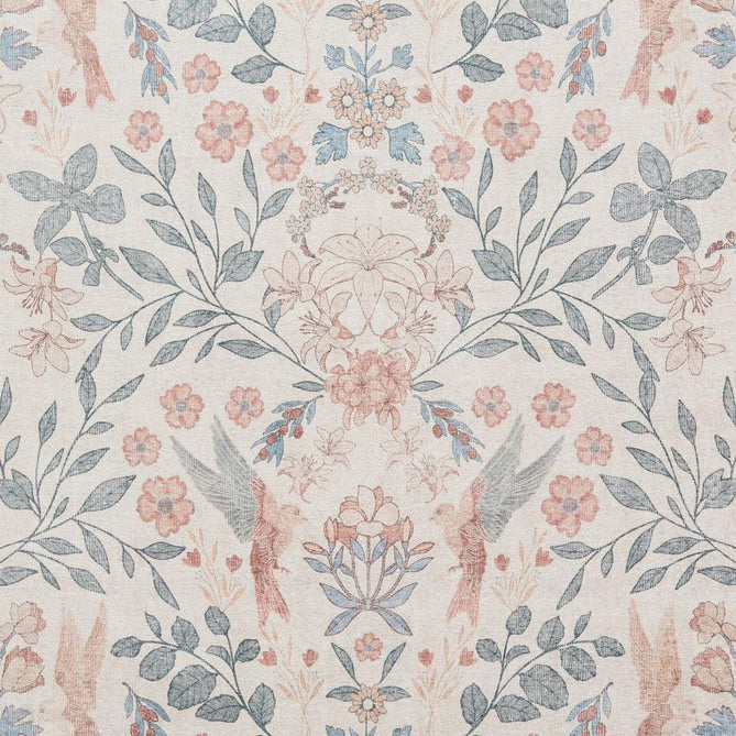 Washable Versailles H1423 Traditional Floral Border Distressed Soft Digitally Printed Lightweight Textured Polyester Flatweave Soft Beige/Powder Blue/Blush Pink Rug-Think Rugs-Rug Love - The Most Loved Rug Store
