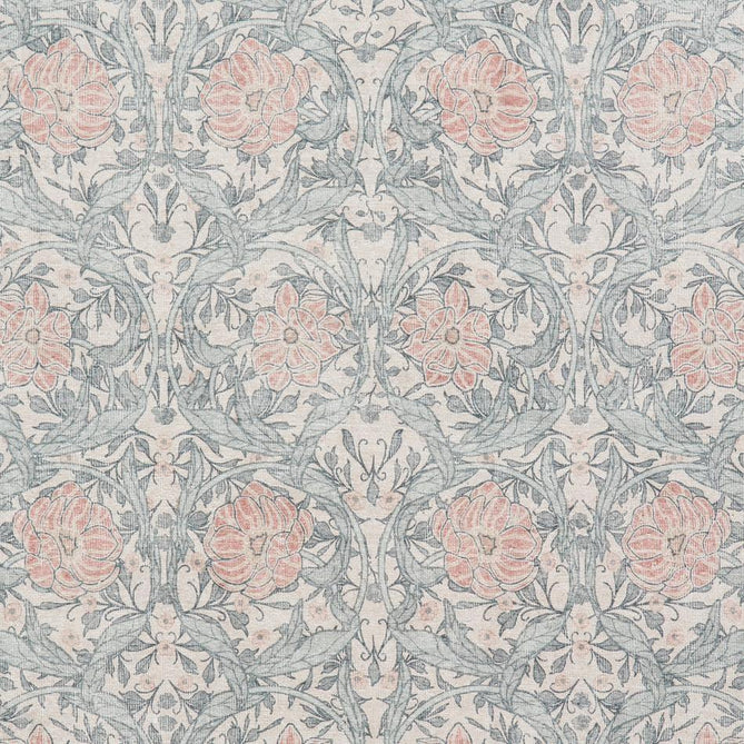 Washable Versailles H1424 Traditional Floral Border Distressed Soft Digitally Printed Lightweight Textured Polyester Flatweave Warm Beige/Muted Blue-Grey/Powder Blue/Blush Pink Rug-Think Rugs-Rug Love - The Most Loved Rug Store