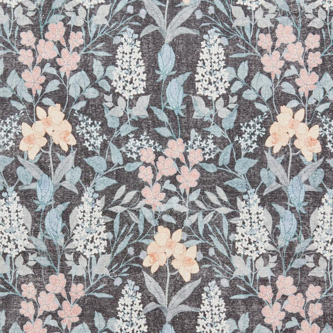 Washable Versailles H1425 Traditional Floral Border Distressed Soft Digitally Printed Lightweight Textured Polyester Flatweave Deep Dark Navy Blue Rug-Think Rugs-Rug Love - The Most Loved Rug Store