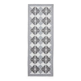 Washable Victoria H1184 Modern Vintage Diamond Grid Triangular Tessellation Lightweight Printed Polyester Flatweave Grey/Dark Grey Rug