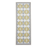 Washable Victoria H1184 Modern Vintage Diamond Grid Triangular Tessellation Lightweight Printed Polyester Flatweave Grey/Yellow Rug