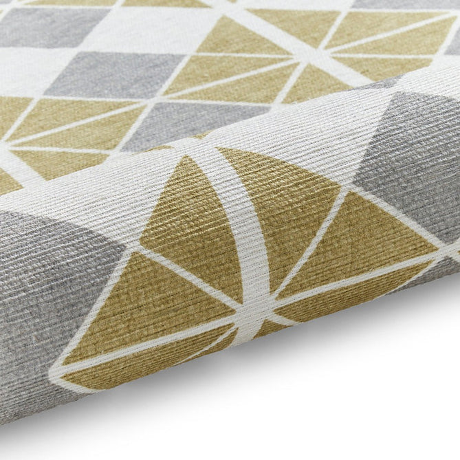 Washable Victoria H1184 Modern Vintage Diamond Grid Triangular Tessellation Lightweight Printed Polyester Flatweave Grey/Yellow Runner-Think Rugs-Rug Love - The Most Loved Rug Store