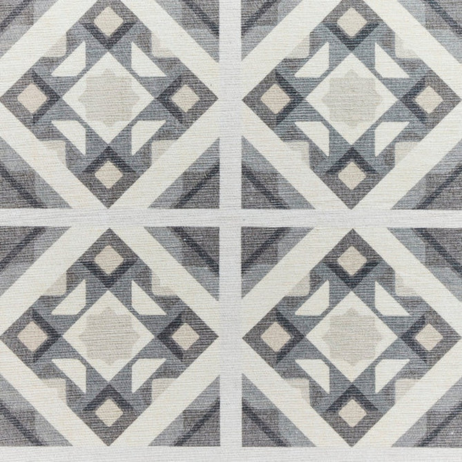 Washable Victoria H1187 Modern Vintage Diamond Tile Lattice Star Lightweight Printed Polyester Flatweave Grey/Beige Runner-Think Rugs-Rug Love - The Most Loved Rug Store