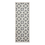 Washable Victoria H1187 Modern Vintage Diamond Tile Lattice Star Lightweight Printed Polyester Flatweave Grey/Beige Runner