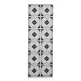 Washable Victoria H1190 Modern Vintage Geometric Diamond Tile Lightweight Printed Polyester Flatweave Charcoal Grey/Light Grey Rug