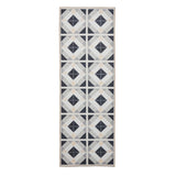 Washable Victoria H1190 Modern Vintage Geometric Diamond Tile Lightweight Printed Polyester Flatweave Grey/Beige Rug