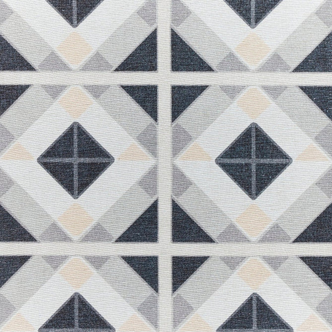 Washable Victoria H1190 Modern Vintage Geometric Diamond Tile Lightweight Printed Polyester Flatweave Grey/Beige Runner-Think Rugs-Rug Love - The Most Loved Rug Store