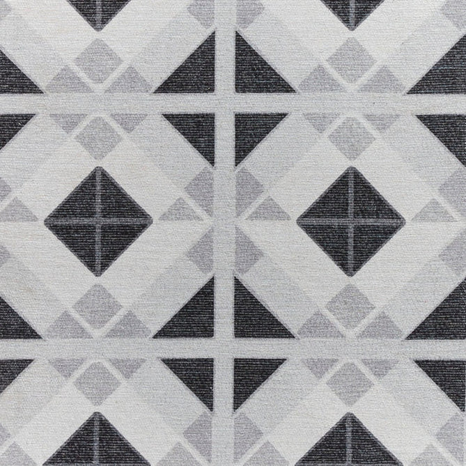 Washable Victoria H1190 Modern Vintage Geometric Diamond Tile Lightweight Printed Polyester Flatweave Grey/Light Grey Runner-Think Rugs-Rug Love - The Most Loved Rug Store