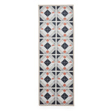 Washable Victoria H1190 Modern Vintage Geometric Diamond Tile Lightweight Printed Polyester Flatweave Grey/Orange Runner