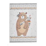 Washable Vida Kids Bear Flatweave Multicolour Rug