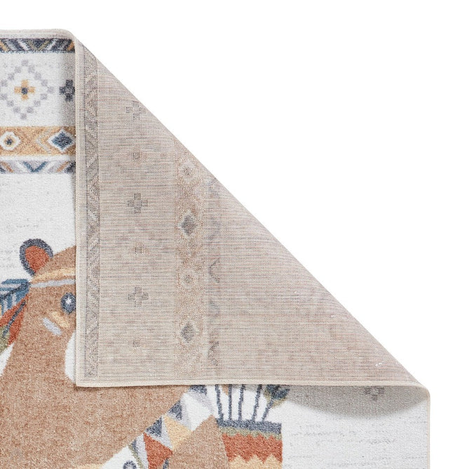 Washable Vida Kids Bear Soft-Touch Textured Lightweight Printed Recycled Polypropylene Flatweave Multicolour Rug-Think Rugs-Rug Love - The Most Loved Rug Store