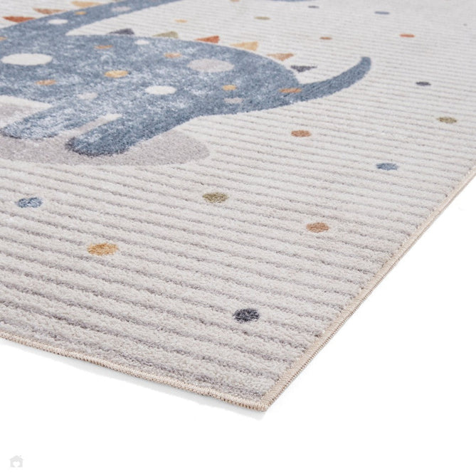 Washable Vida Kids Dinosaur Soft-Touch Textured Lightweight Printed Recycled Polypropylene Flatweave Multicolour Rug-Think Rugs-Rug Love - The Most Loved Rug Store