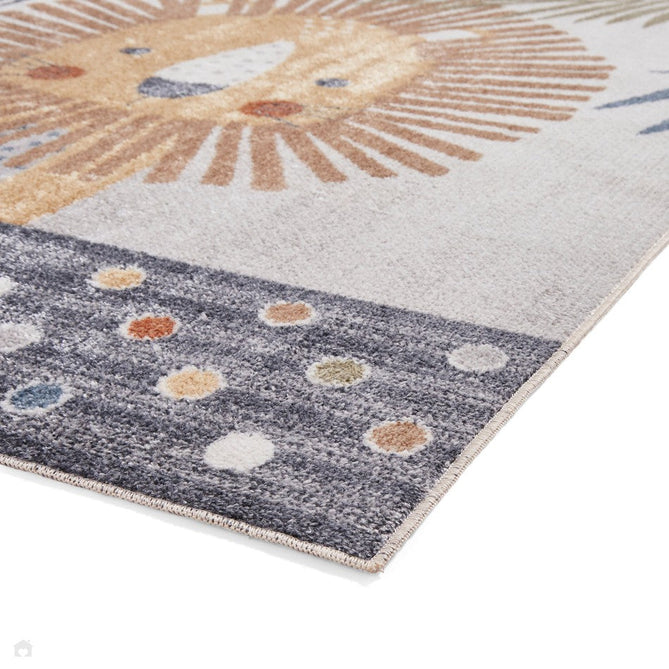 Washable Vida Kids Lion Flatweave Multicolour Rug 120 x 170 cm-Shop Returns-Rug Love - The Most Loved Rug Store