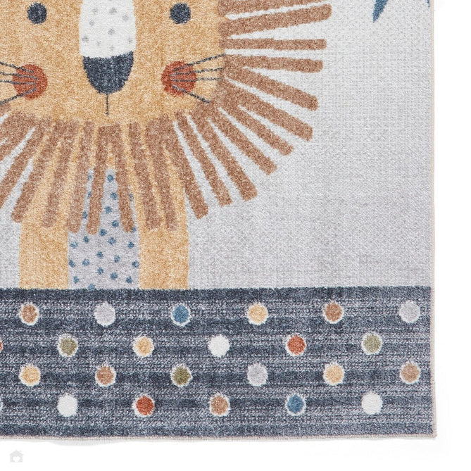 Washable Vida Kids Lion Soft-Touch Textured Lightweight Printed Recycled Polypropylene Flatweave Rug-Think Rugs-Rug Love - The Most Loved Rug Store
