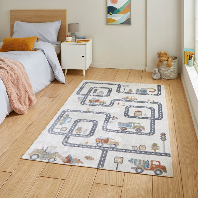 Washable Vida Kids Map Soft-Touch Textured Lightweight Printed Recycled Polypropylene Flatweave Multicolour Rug-Think Rugs-Rug Love - The Most Loved Rug Store