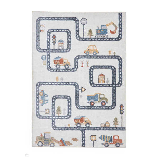 Washable Vida Kids Map Soft-Touch Textured Lightweight Printed Recycled Polypropylene Flatweave Multicolour Rug-Think Rugs-Rug Love - The Most Loved Rug Store
