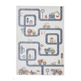 Washable Vida Kids Map Soft-Touch Textured Lightweight Printed Recycled Polypropylene Flatweave Multicolour Rug