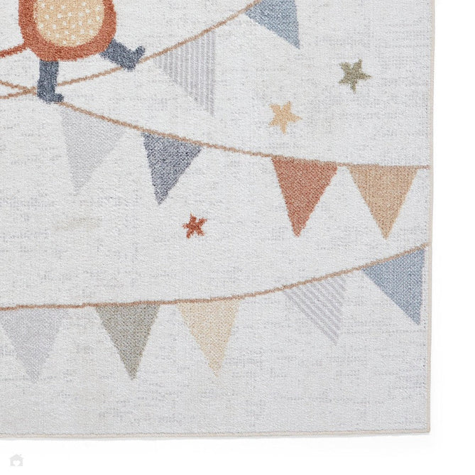 Washable Vida Kids Monkey Soft-Touch Textured Lightweight Printed Recycled Polypropylene Flatweave Multicolour Rug-Think Rugs-Rug Love - The Most Loved Rug Store