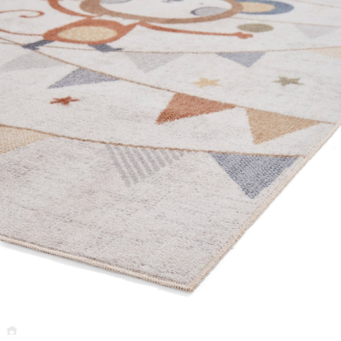 Washable Vida Kids Monkey Soft-Touch Textured Lightweight Printed Recycled Polypropylene Flatweave Multicolour Rug-Think Rugs-Rug Love - The Most Loved Rug Store
