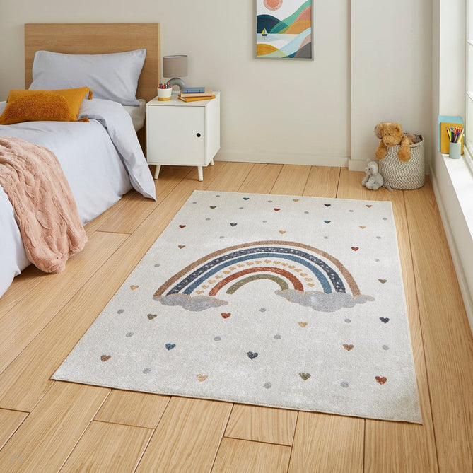 Washable Vida Kids Rainbow Soft-Touch Textured Lightweight Printed Recycled Polypropylene Flatweave Multicolour Rug-Think Rugs-Rug Love - The Most Loved Rug Store