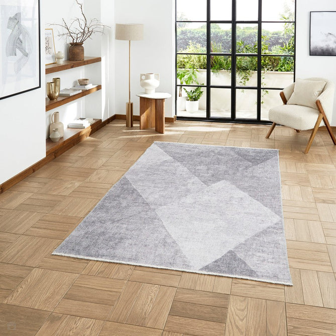 Washable Whisper H1065 Modern Abstract Textured Soft-Touch Printed Polyester Flatweave Grey Rug-Think Rugs-Rug Love - The Most Loved Rug Store