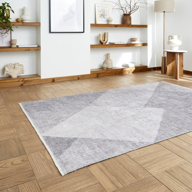 Washable Whisper H1065 Modern Abstract Textured Soft-Touch Printed Polyester Flatweave Grey Rug-Think Rugs-Rug Love - The Most Loved Rug Store