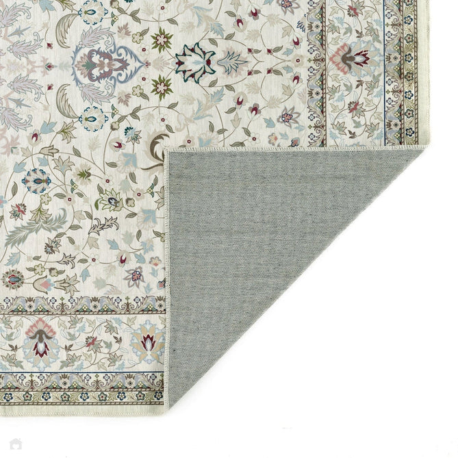 Washable Windsor Traditional Floral Border Lightweight Printed Polyester Flatweave Natural/Multicolour Rug-Origins-Rug Love - The Most Loved Rug Store