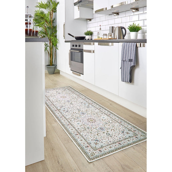 Washable Windsor Traditional Floral Border Lightweight Printed Polyester Flatweave Natural/Multicolour Rug-Origins-Rug Love - The Most Loved Rug Store