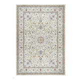 Washable Windsor Traditional Floral Border Lightweight Printed Polyester Flatweave Natural/Multicolour Rug