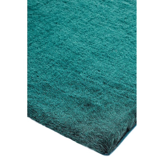 Whisper Super-Soft Fine Yarn Silky Shimmer Polyester Plain Shaggy Dark Teal Rug-Asiatic Carpets-Rug Love - The Most Loved Rug Store