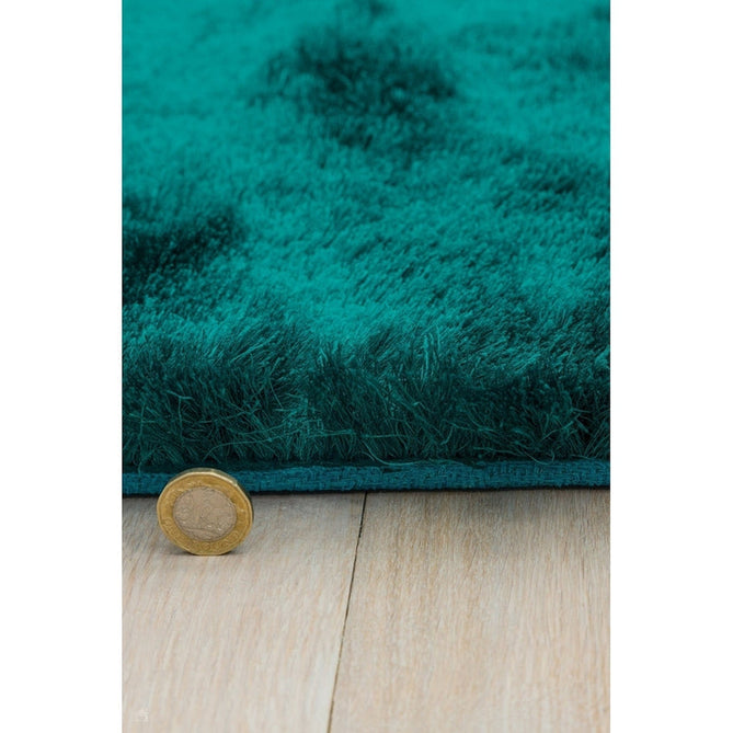Whisper Super-Soft Fine Yarn Silky Shimmer Polyester Plain Shaggy Dark Teal Rug-Asiatic Carpets-Rug Love - The Most Loved Rug Store
