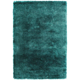 Whisper Super-Soft Fine Yarn Silky Shimmer Polyester Plain Shaggy Dark Teal Rug