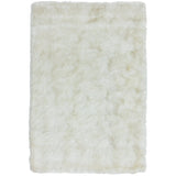 Whisper Super-Soft Fine Yarn Silky Shimmer Polyester Plain Shaggy Ivory Rug