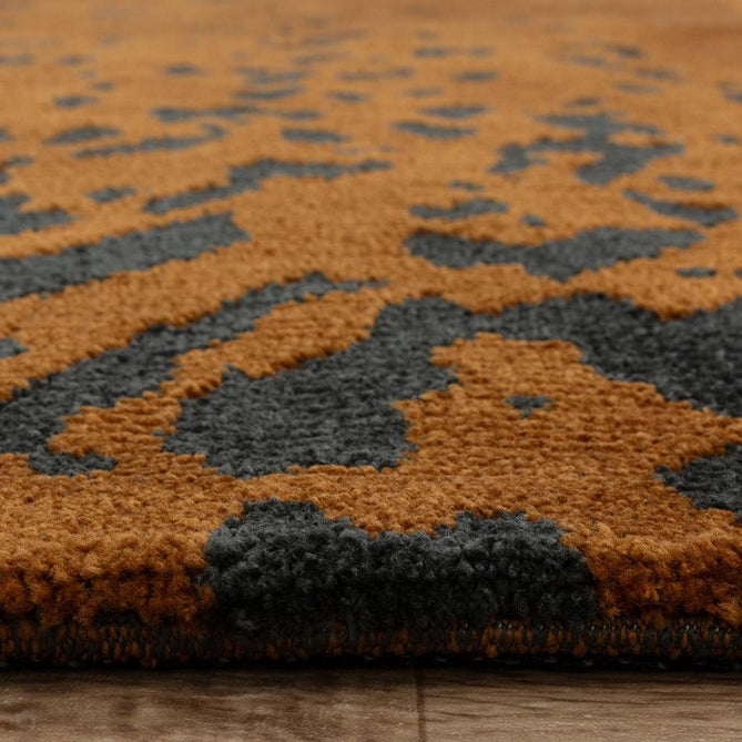 Wilder Splash Modern Animal-Inspired Textured Soft-Touch Knitted Polyester Shimmer Durable Easy-Care Low Profile Short Pile Spice Orange/Charcoal Rug-Asiatic Carpets-Rug Love - The Most Loved Rug Store