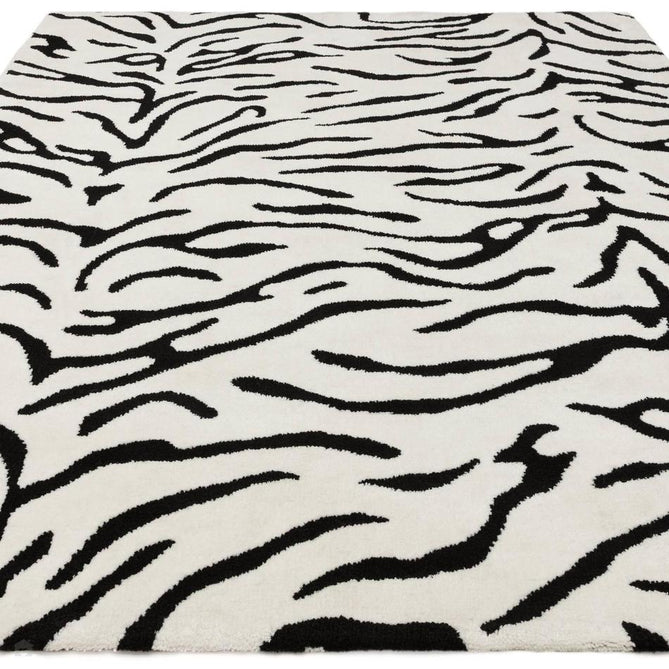 Wilder Tiger Modern Animal-Inspired Textured Soft-Touch Knitted Polyester Shimmer Durable Easy-Care Low Profile Short Pile Mono/White/Black Rug-Asiatic Carpets-Rug Love - The Most Loved Rug Store