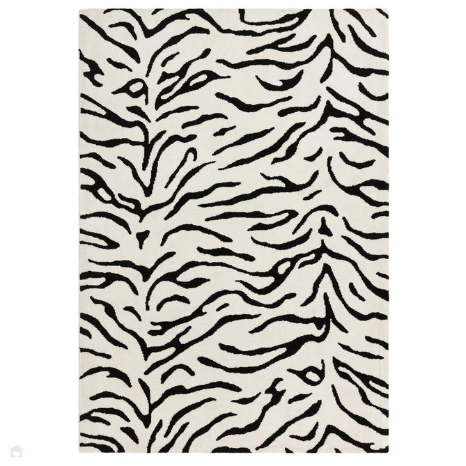Wilder Tiger Modern Animal-Inspired Textured Soft-Touch Knitted Polyester Shimmer Durable Easy-Care Low Profile Short Pile Mono/White/Black Rug-Asiatic Carpets-Rug Love - The Most Loved Rug Store