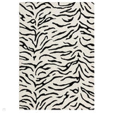 Wilder Tiger Modern Animal-Inspired Textured Soft-Touch Knitted Polyester Shimmer Durable Easy-Care Low Profile Short Pile Mono/White/Black Rug