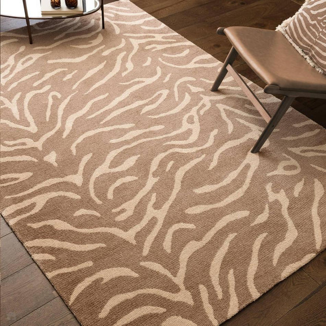 Wilder Tiger Modern Animal-Inspired Textured Soft-Touch Knitted Polyester Shimmer Durable Easy-Care Low Profile Short Pile Taupe/Soft Cream Rug-Asiatic Carpets-Rug Love - The Most Loved Rug Store