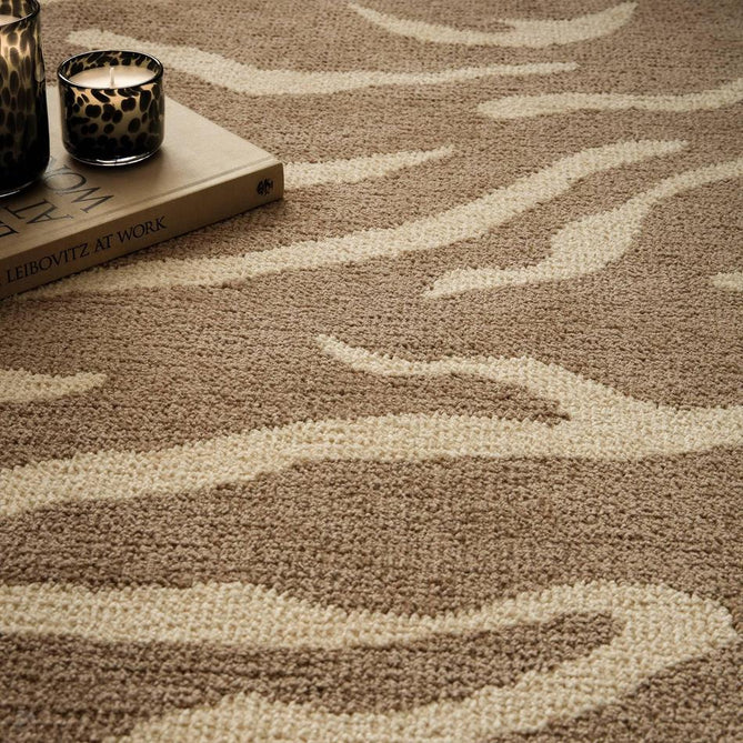 Wilder Tiger Modern Animal-Inspired Textured Soft-Touch Knitted Polyester Shimmer Durable Easy-Care Low Profile Short Pile Taupe/Soft Cream Rug-Asiatic Carpets-Rug Love - The Most Loved Rug Store